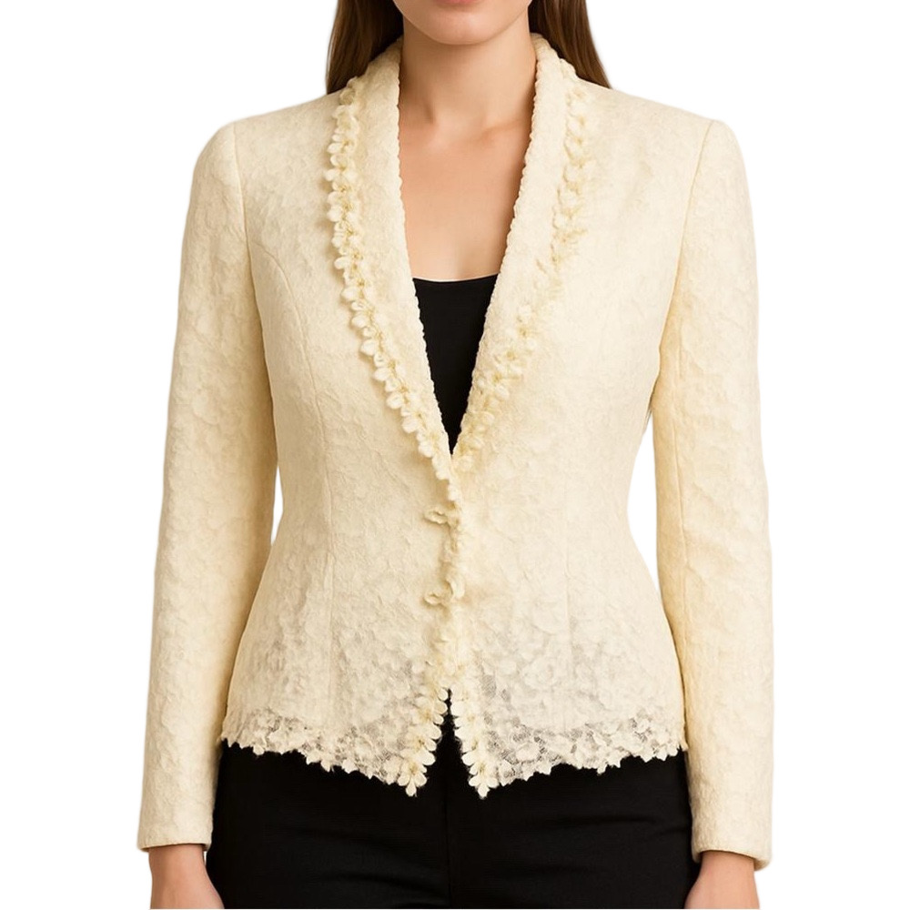 Vintage Zachs lace bridal core cream blazer SZ large
